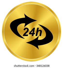24 hours - gold vector icon