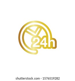 24 hours golden icon on a white background