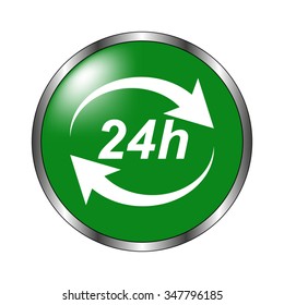 24 hours - green vector icon