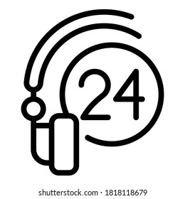 24 hours headset icon. Outline 24 hours headset vector icon for web design isolated on white background