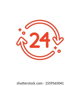 24 hours and help icon design, Call center technical service collaborative cooperation and support theme Vector illustration