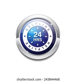24 Hours Helpline Support Blue Vector Icon