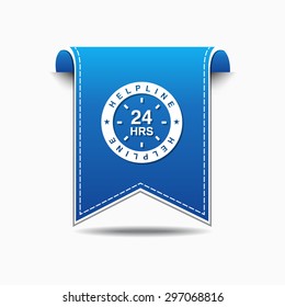 24 Hours Helpline Support Blue Vector Icon