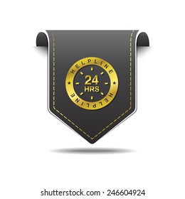 24 Hours Helpline Support golden Vector Icon