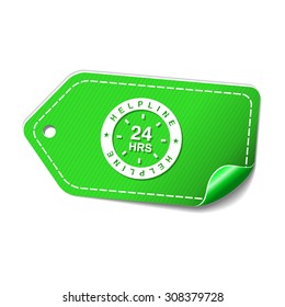 24 Hours Helpline Support Green Vector Icon