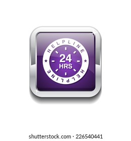 24 Hours Helpline Support Purple Vector Icon