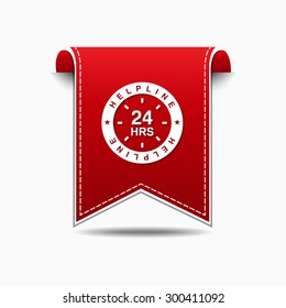 24 Hours Helpline Support Red Vector Icon