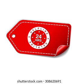 24 Hours Helpline Support Red Vector Icon
