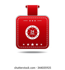 24 Hours Helpline Support Red Vector Icon