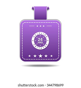 24 Hours Helpline Violet Vector Icon Design