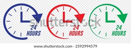 24 hours icon, 24hours icon sign and symbol vector design. isolated on white and black background. EPS 10