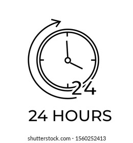 24 hours icon All time active vector illustration