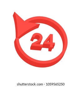 24 hours icon. Around the clock. Vector illustration