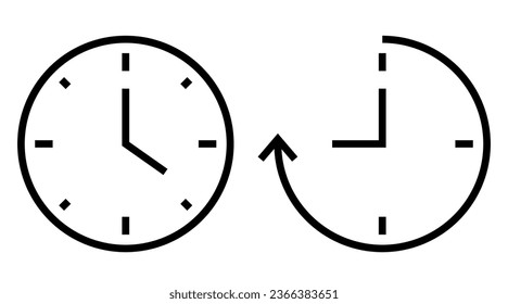24 Stunden Symbol. Rund um die Uhr. Satz von schwarzen Symbolen einzeln auf weißem Hintergrund. Vektorclip-Kunst.