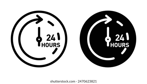 24 Hours Icon for Around-the-Clock Service, Availability, and Timekeeping