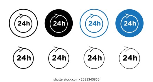 24 hours icon Black and white outline vector