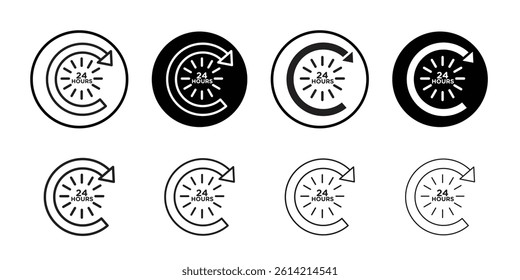 24 hours icon Black and white outline vector