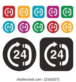 24 hours icon . Call 24 hrs icon