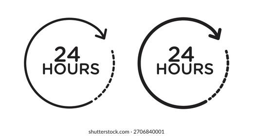 24 horas icono concepto diseño de símbolo de contorno. Ilustración de elemento simple.