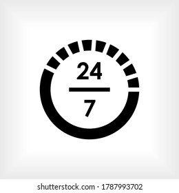 24 Hours Icon. Customer Service Time Symbol - Vector.