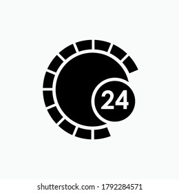 24-Stunden-Symbol. Symbol der Kundendienstzeit - Vektorgrafik.