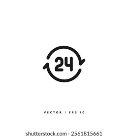 24 Hours Icon. Editable Stroke