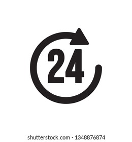 24 hours icon filled outline glyph