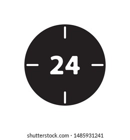 24 hours icon. flat simple pictogram. 24 Service vector illustration