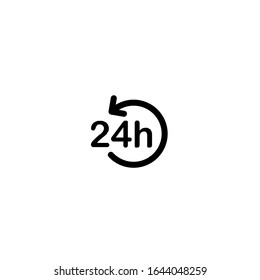 24 hours icon. flat, simple, black.