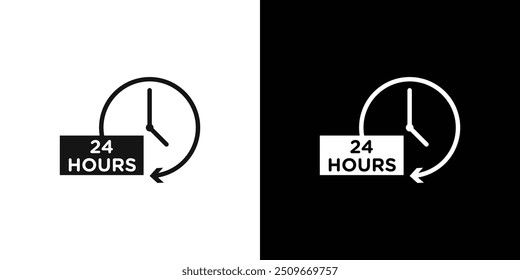 24 hours icon Flat vector set outline