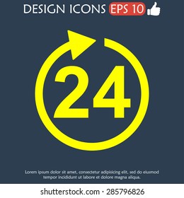 24 hours icon. Flat vector illustrator  EPS