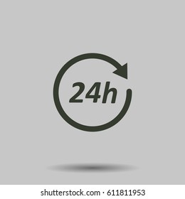 24 hours icon. Flat vector illustration in black on white background.