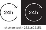 24 hours icon flat web logo..