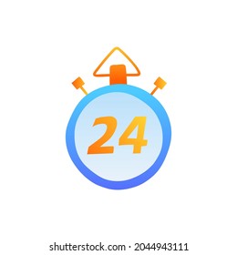 24 hours icon in gradient color style, isolated on white background 