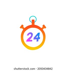 24-Stunden-Symbol im Farbverlauf-Stil, einzeln auf weißem Hintergrund 
