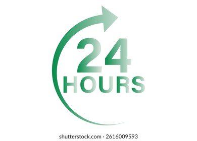 24 hours icon, 24 h vector on white background.