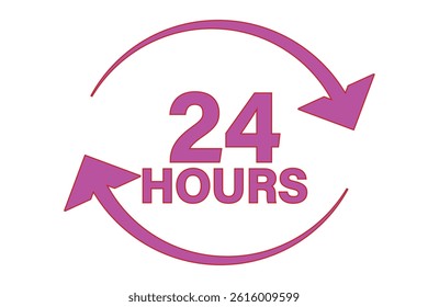 24 hours icon, 24 h vector on white background.