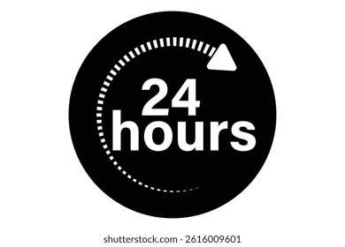 24 hours icon, 24 h vector on white background.