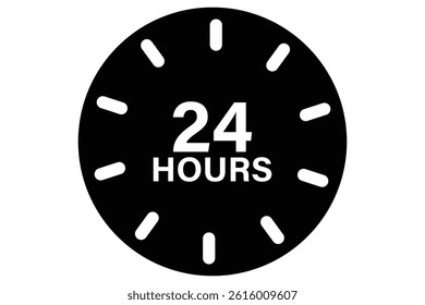 24 hours icon, 24 h vector on white background.