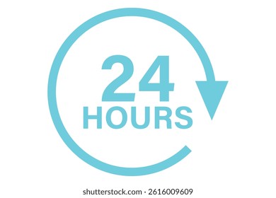 24 hours icon, 24 h vector on white background.