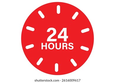 24 hours icon, 24 h vector on white background.