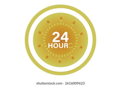 24 hours icon, 24 h vector on white background.
