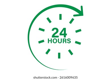 24 hours icon, 24 h vector on white background.