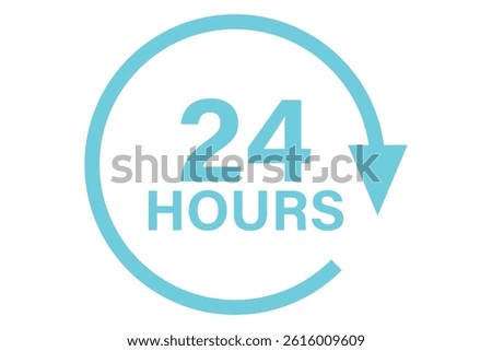 24 hours icon, 24 h vector on white background.