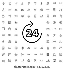 24 hours icon illustration isolated vector sign symbol. Airport icons set.
