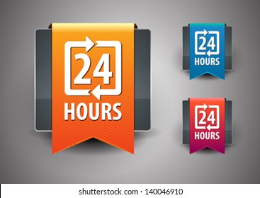 24 hours icon isolated on grey