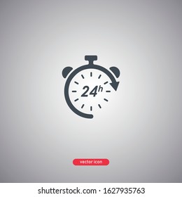 24 hours icon isolated on gray background. Modern flat style. Vector illustration.