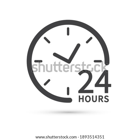 24 hours icon isolated on white background. Twenty four hour open. Vector illustration.