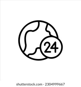 24 hours icon with isolated vektor and transparent background
