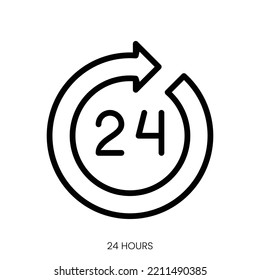 24 hours icon. Line Art Style Design Isolated On White Background